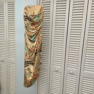 Silk tropical print Kay Unger strapless dress sz 6